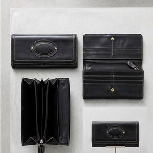LOEWE Vintage Black Leather Continental Flap Wallet